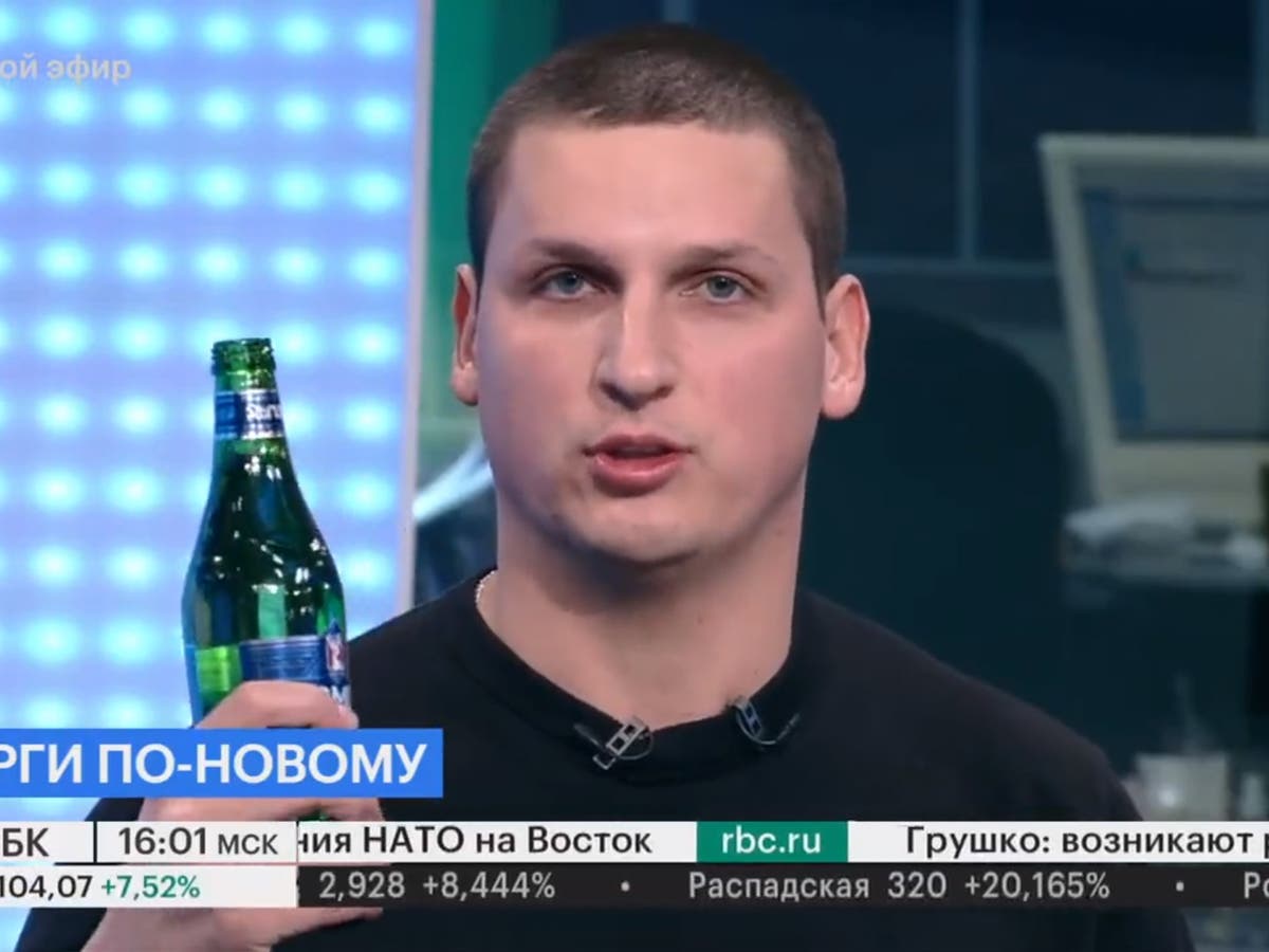 Russian pundit toasts ‘death of stockmarket’ live on TV in front of stunned presenter