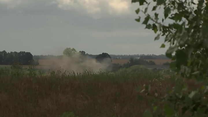 ITV news crew flees from Russian shells landing 600m away | News