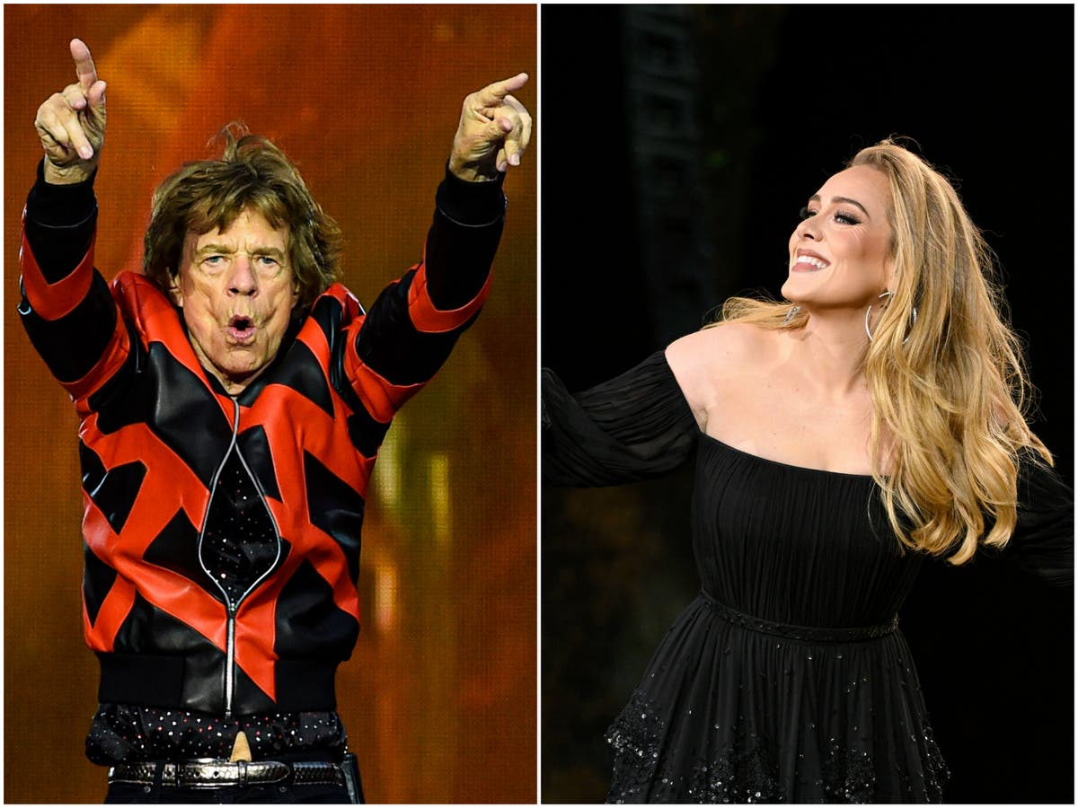 ‘She’s an amazing singer, but I’ve worn sparklier dresses’: Mick Jagger gives shout-out to Adele at BST show