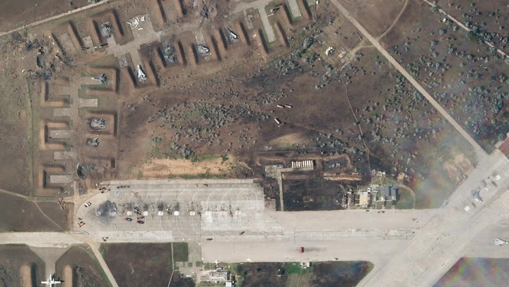 Ukraine war: Satellite images show damage to Crimea airbase after string of explosions | News