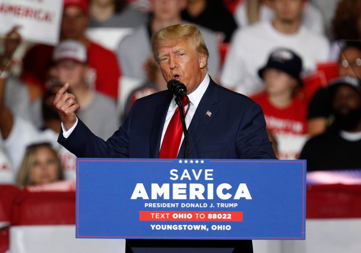 Trump news – latest: Trump claims he invented the word ‘caravans’ at Ohio rally for JD Vance