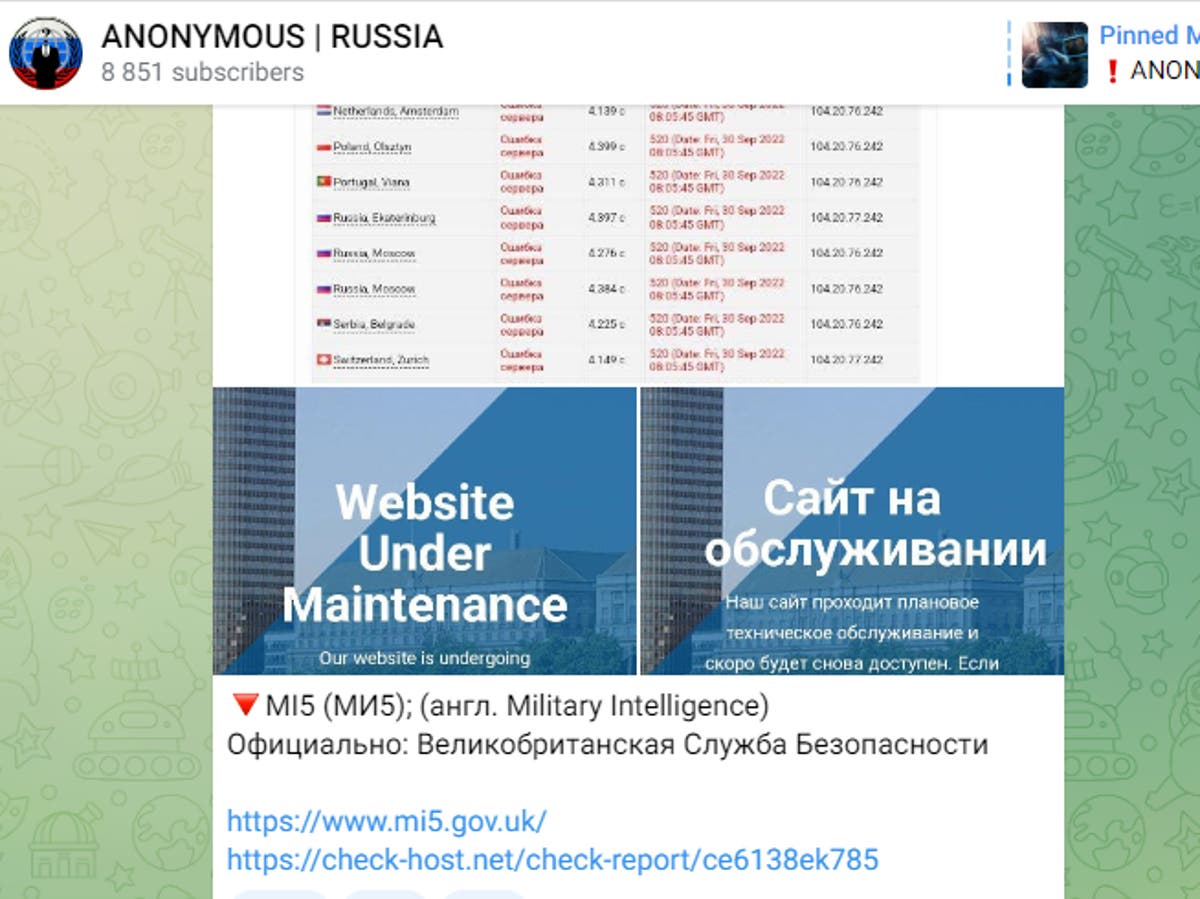 Pro-Russian hackers temporarily take MI5 website offline with cyber attack