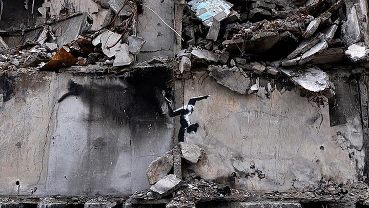 Banksy unveils new artwork on war-torn Ukrainian building | Culture