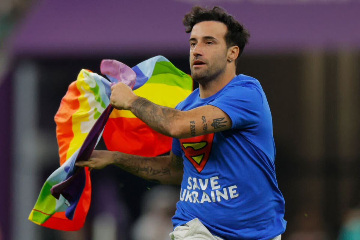 World Cup: Pitch invader brings rainbow flag onto field during Portugal vs Uruguay