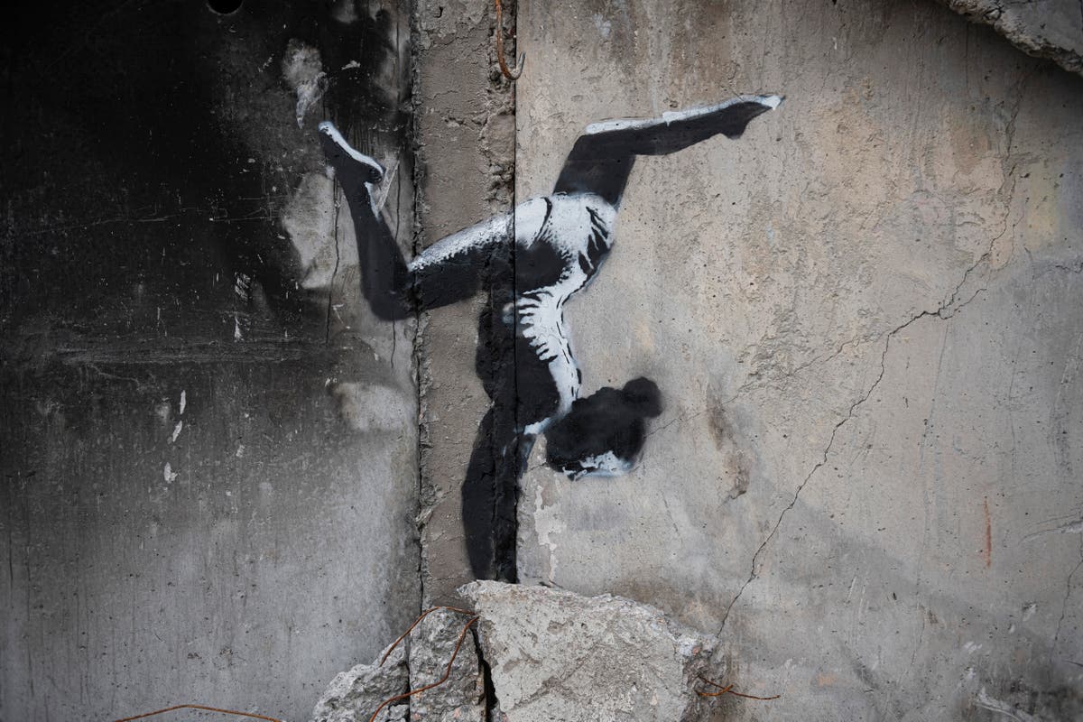 Amid the war ruins in Ukraine, Banksy seeds art