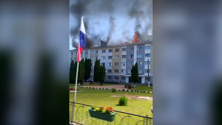 Buildings in Russian town burn after ‘massive shelling’ | News