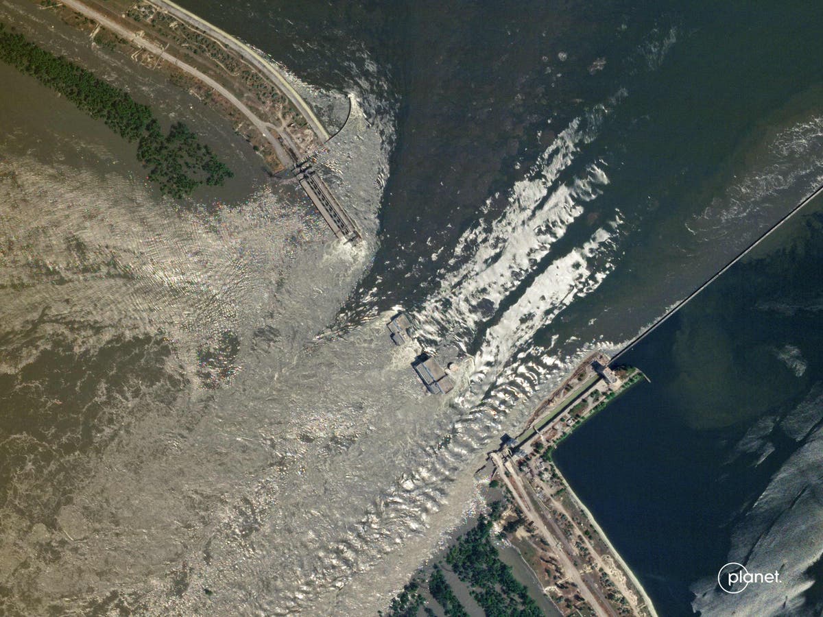 Kakhovka dam collapse: Satellite images reveal scale of destruction after Nova Kakhovka dam attack