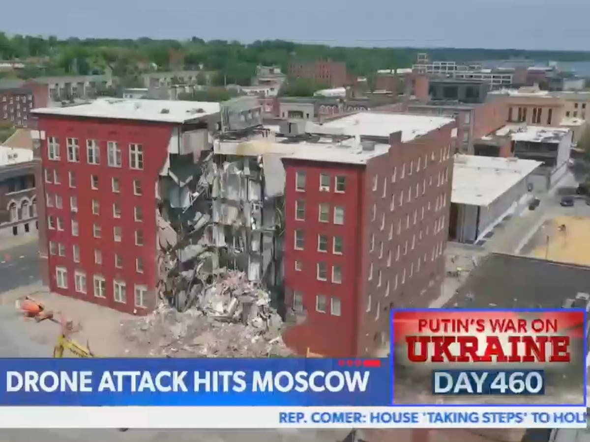 Newsmax uses images of Iowa building collapse in report on drone strike in Moscow