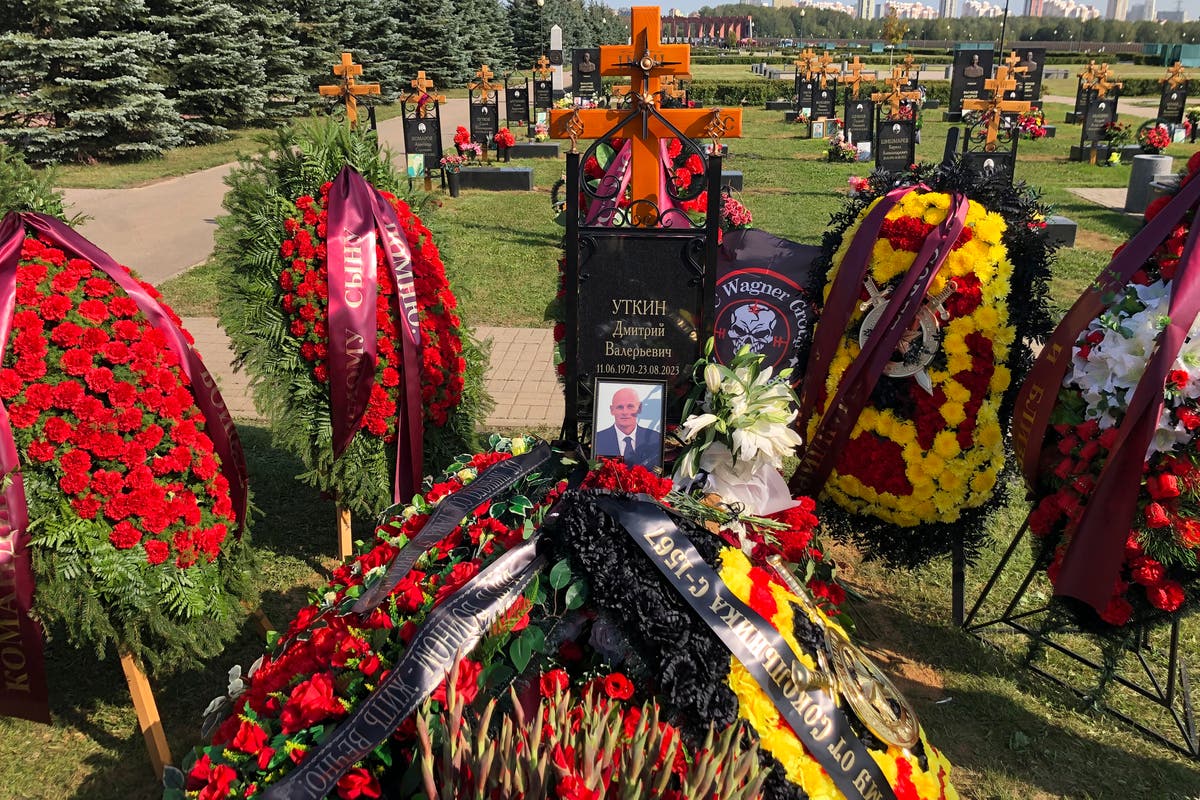 The Wagner mercenary group’s second-in-command is buried in a quiet Moscow ceremony