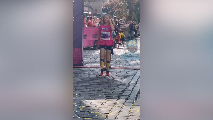 Girl who lost both legs in Russian shelling completes half marathon | Lifestyle