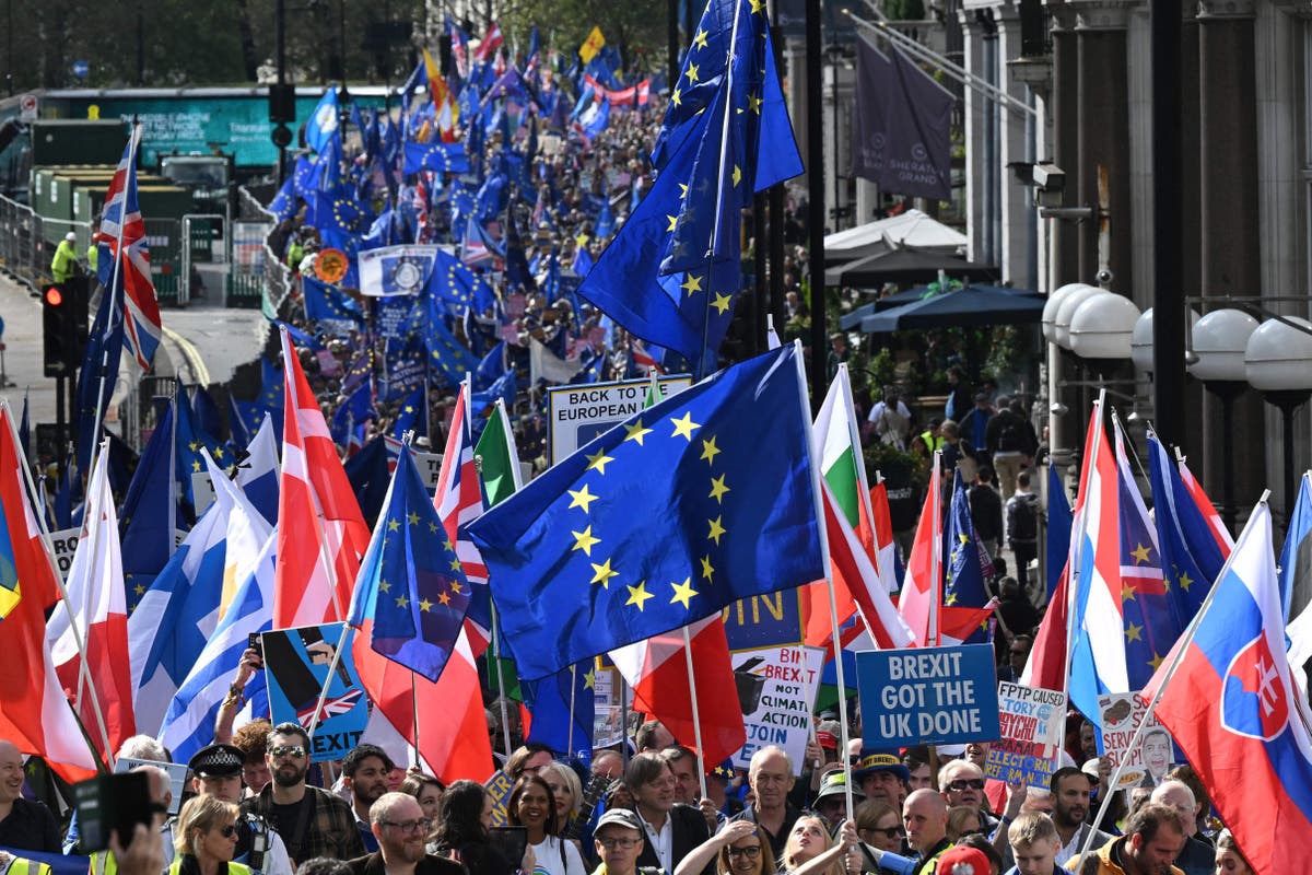 Brexit: Thousands take part in Rejoin the EU march to demand the country overturn Leave
