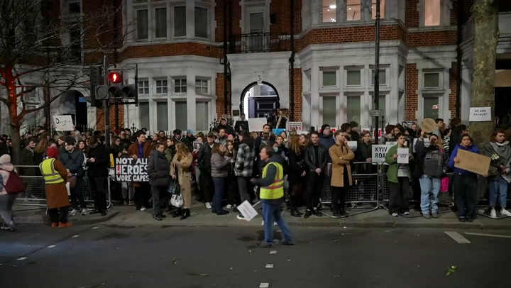 Crowds gather at Alexei Navalny vigil outside London’s Russian embassy | News