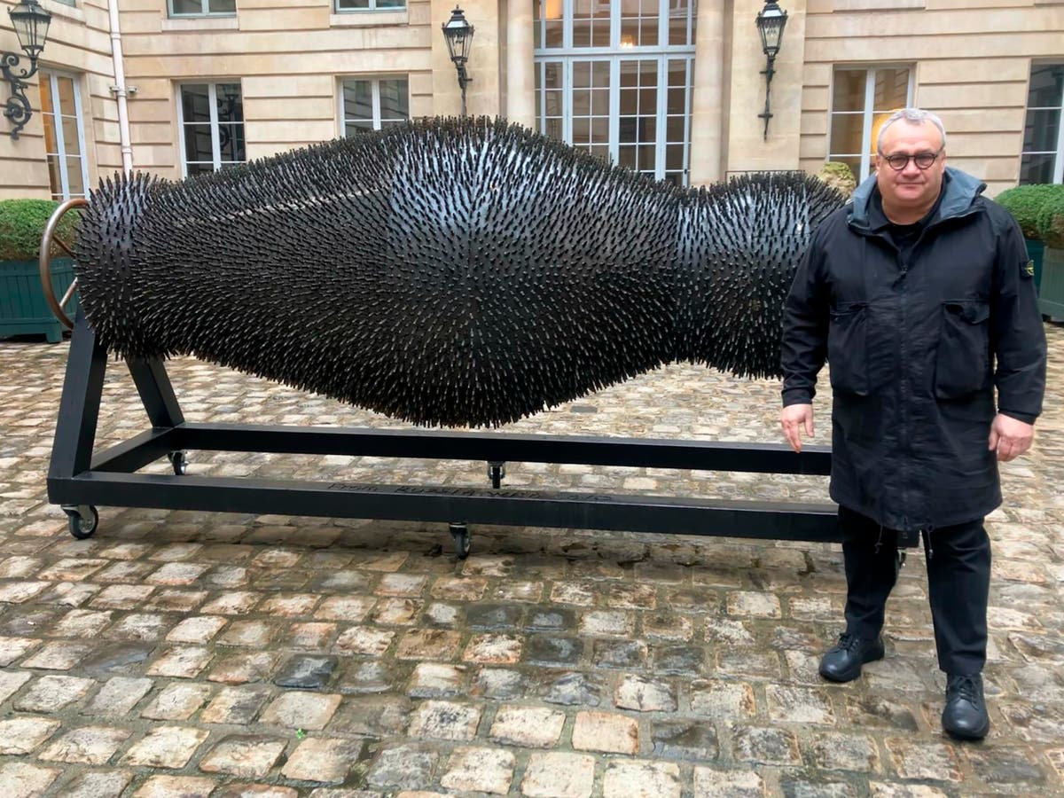 Ukraine’s most famous sculptor turns war debris into art, expressing the inexpressible